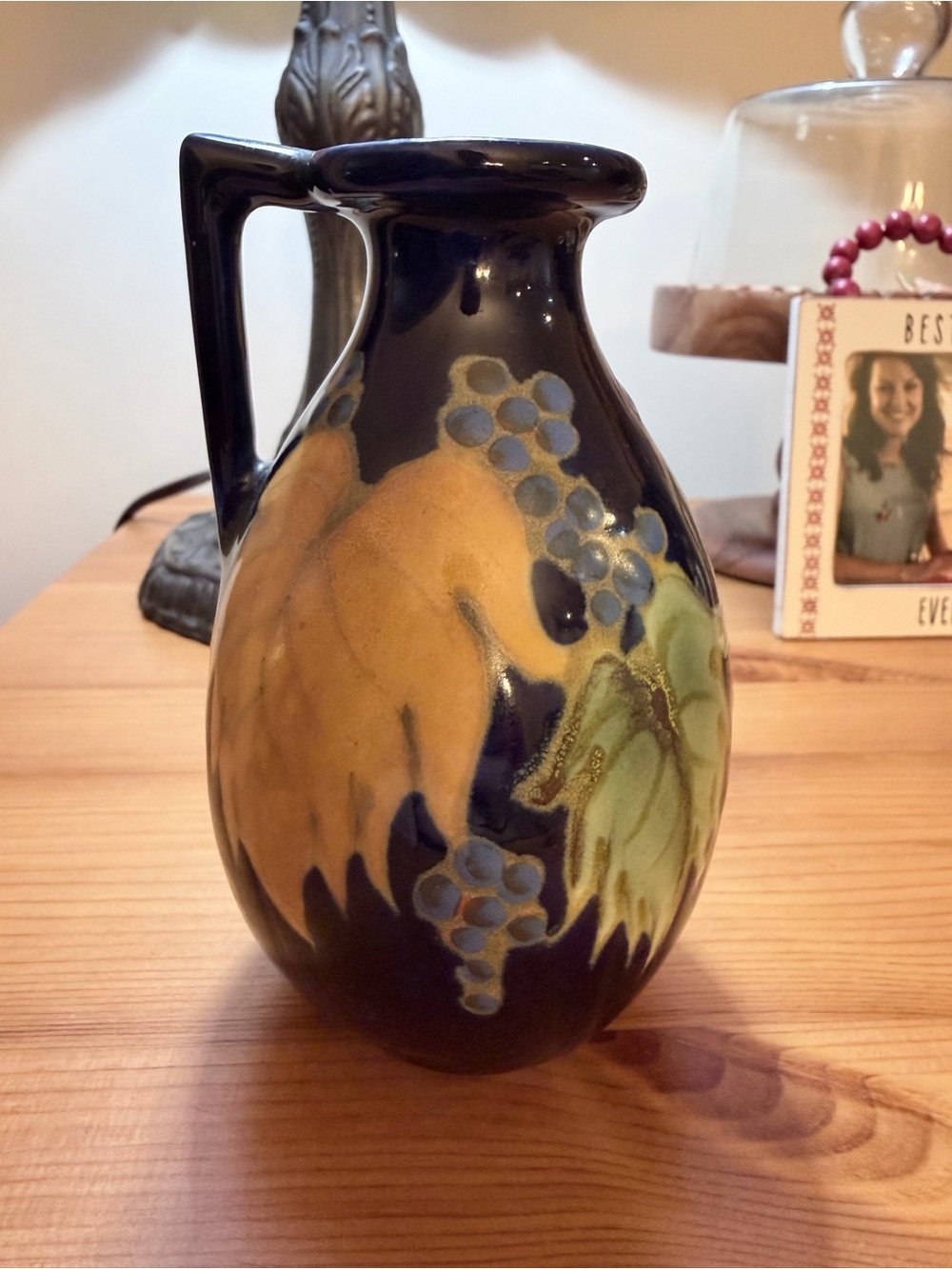 Cobalt blue Hand-Painted occupied Japan Ceramic one armed Vase - Home Art